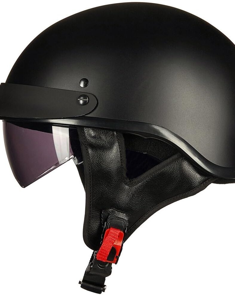 ILM Half Motorcycle Helmet Open Face DOT 205V | Sun Visor, Quick Release Buckle, Cycling Motocross