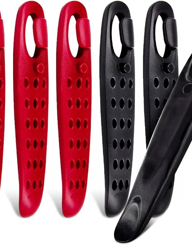 Prutomr Ultra Strong Bicycle Tyre Levers, 2 Sets Compact Bike Tire Repair Kit, Sturdy Plastic Bike Tire Spoons Set, Reliable Cycling Changing Tools, Quick Repair Pry Bar Lever Kits, Red, Black