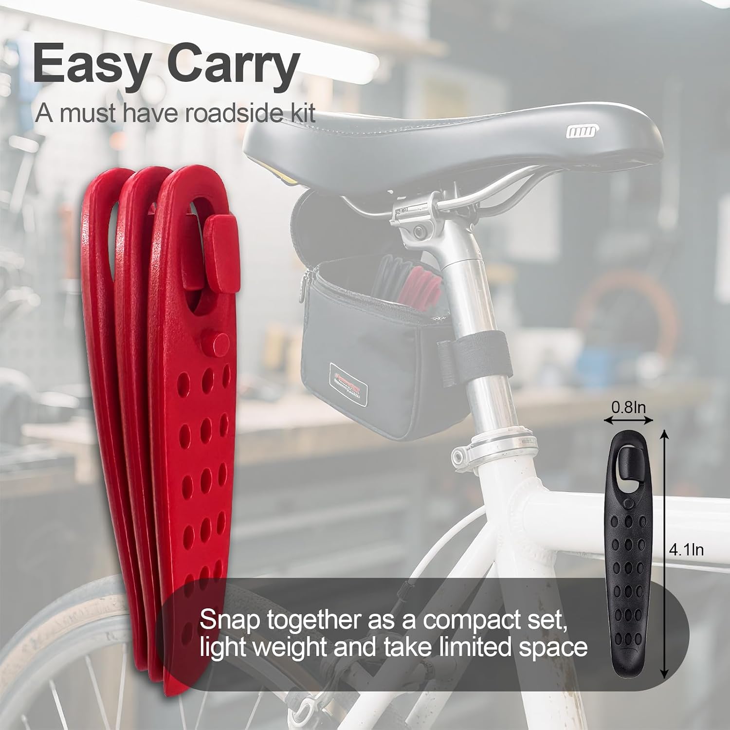 Prutomr Ultra Strong Bicycle Tyre Levers, 2 Sets Compact Bike Tire Repair Kit, Sturdy Plastic Bike Tire Spoons Set, Reliable Cycling Changing Tools, Quick Repair Pry Bar Lever Kits, Red, Black - Image 6